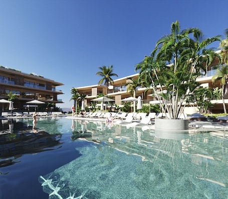 2 outdoor pools, open 10:00 AM to 6:00 PM, pool umbrellas, sun loungers