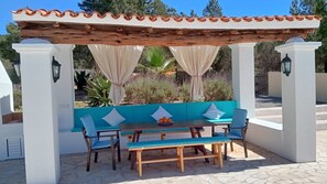 Outdoor dining - Country House 'Tarida' with Sea View, Private Pool and Air Conditioning (Sant Josep de sa Talaia)