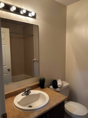 Hårtørrer, bidet, håndklæder, Toiletpapir
