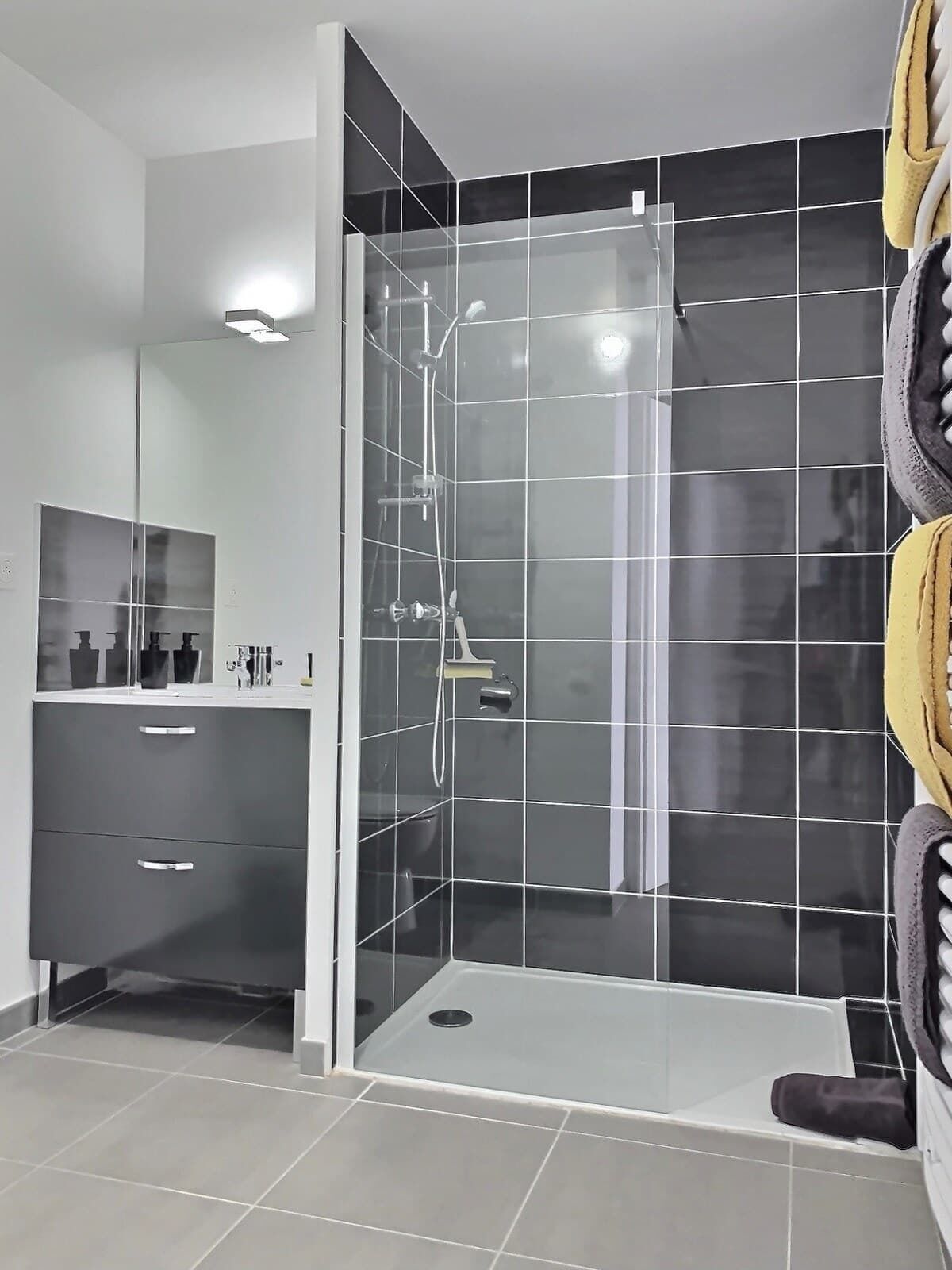 Een douche, gratis toiletartikelen, een haardroger, handdoeken