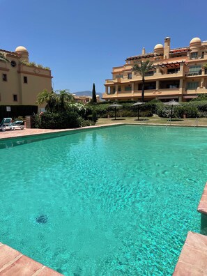 Outdoor pool, a heated pool - Paradise in Marbella, Sea Sun Golf & more Groudfloor apartment with pool access (Marbella benahavis)