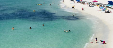 Sun-loungers, beach towels