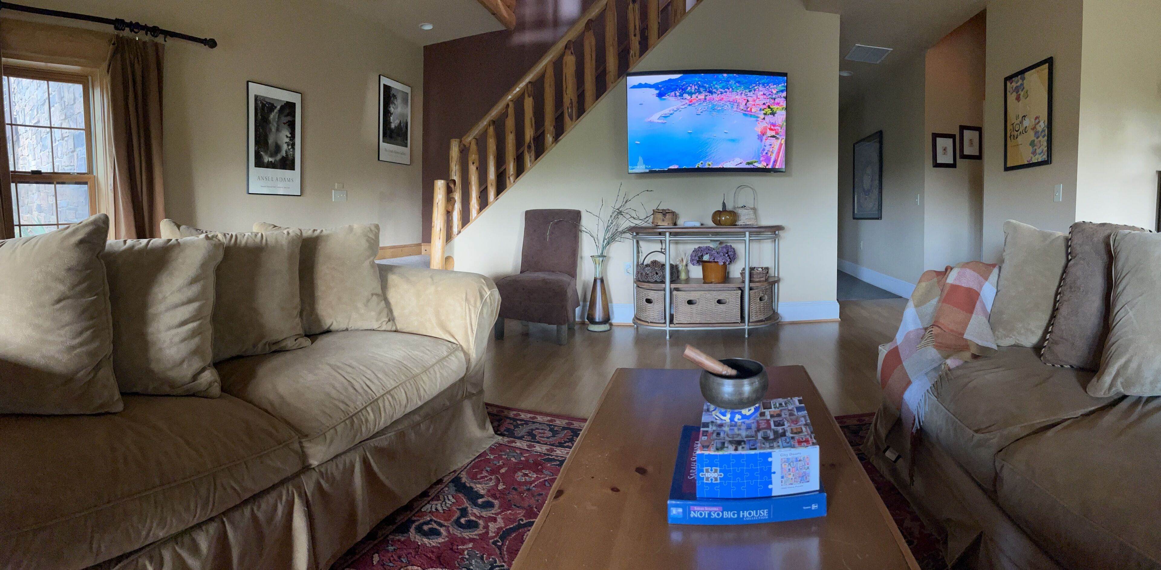 Lower level TV room, new Smart TV 