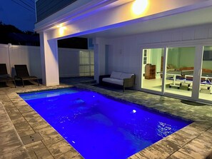 Outdoor pool, a heated pool - NEW 7-bed with PRIVATE HEATED POOL! Lewes Beach Hideaway, steps to beach & town! (Lewes)