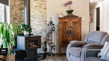 TV, fireplace