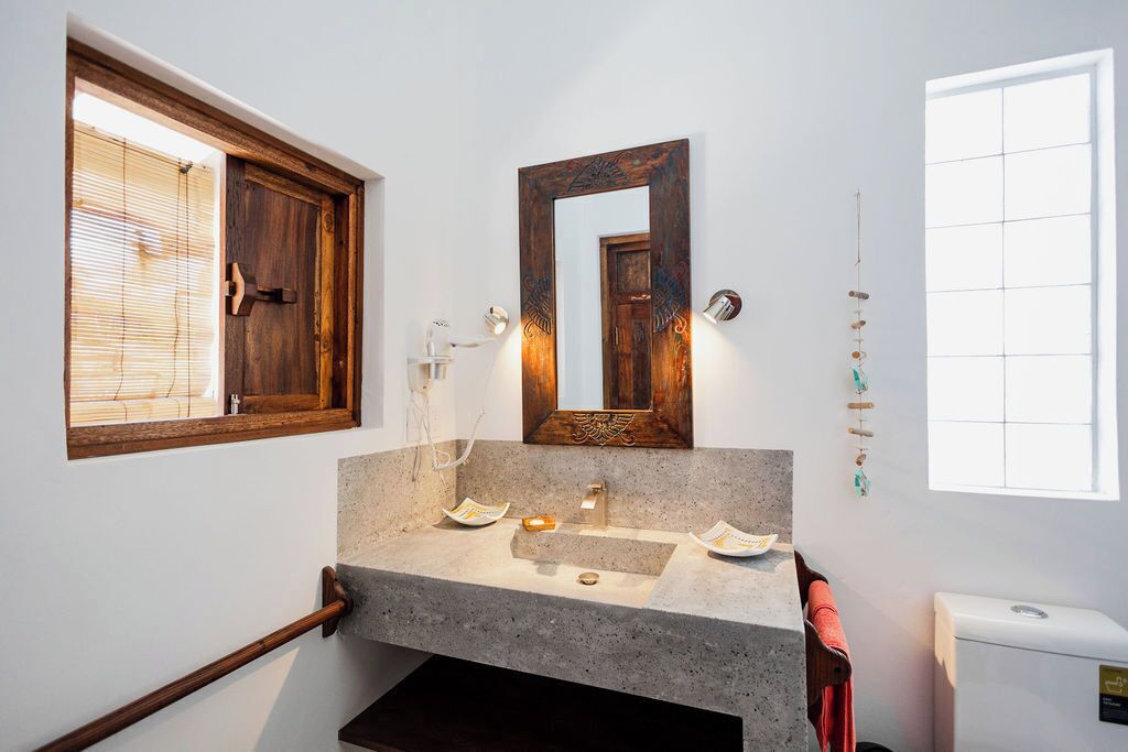 Shower, hair dryer, soap, shampoo