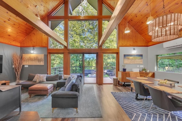 Télévision, cheminée, table de tennis de table