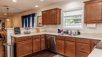 Microwave, stovetop, dishwasher, paper towels