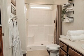 Regadera, secadora de cabello, bidet, toallas 