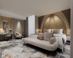 Executive Suite | Bar mini, peti besi dalam bilik, meja, ruang kerja komputer riba 