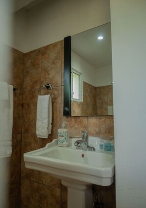 Towels, soap, shampoo, toilet paper