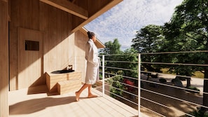 Chambre Standard avec lits jumeaux, vue colline | Terrasse/Patio
