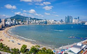 On the beach, white sand