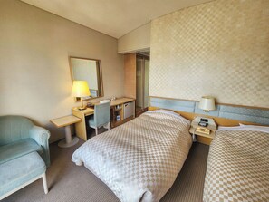 Desk, free WiFi, bed sheets
