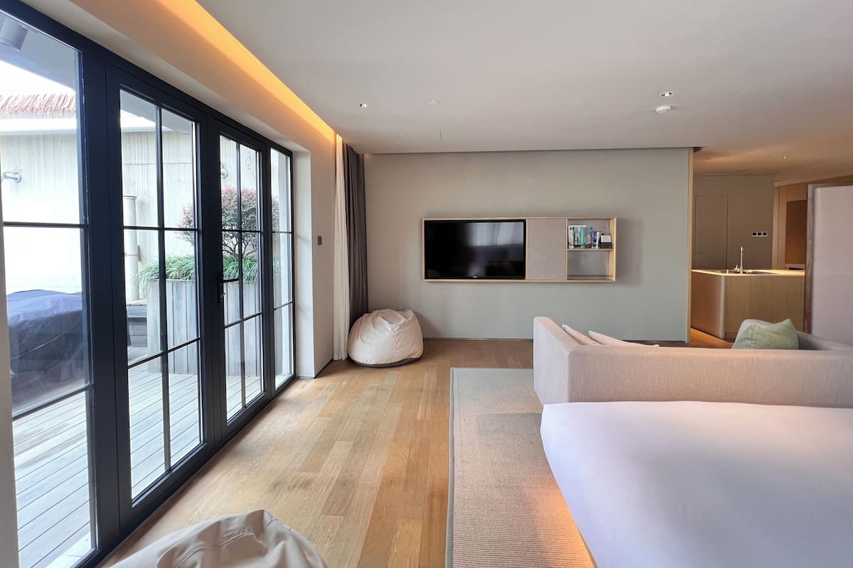 Luxury Suite, 1 Queen Bed, Patio, City View | Laptop workspace, blackout curtains, free WiFi