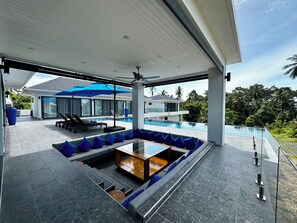 Terrace/patio - 3 minutes walk from the beach luxury villa with personal pool and view (Surat Thani)