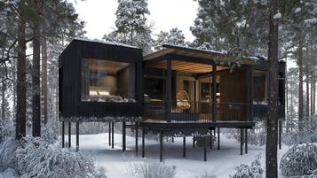 Vila luxo, vista para o rio | Cofres nos quartos, escrivaninha, espaço de trabalho para notebook