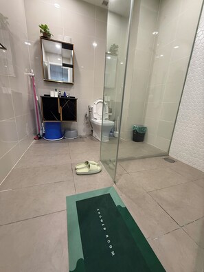 Haartrockner, Bidet, Handtücher, Seife
