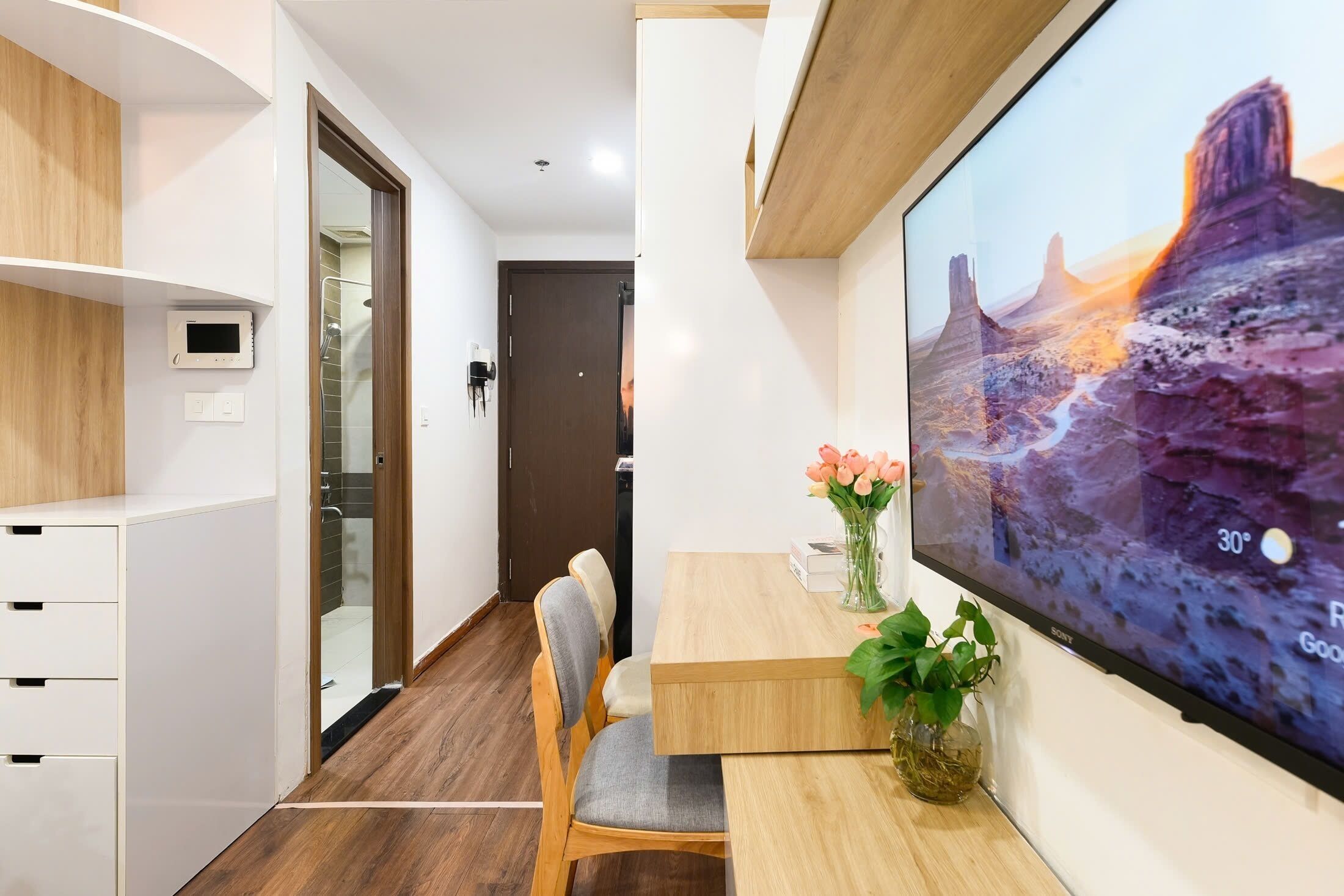 Desk, blackout curtains, iron/ironing board, free WiFi