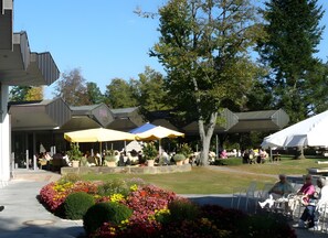 Outdoor dining - Apartment 'Vogelsang' with Shared Terrace, Garden and Wi-Fi (Niedereschach)