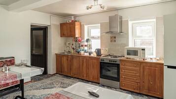 Full-sized fridge, microwave