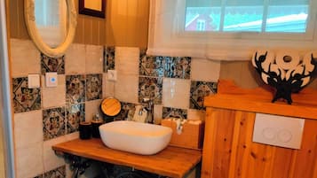 Shower, towels, toilet paper
