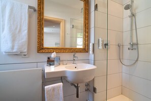 Shower, hair dryer - Room 'Single Room 1' with Shared Garden and Wi-Fi (St Blasien)