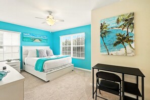 5 bedrooms, desk, WiFi, bed sheets