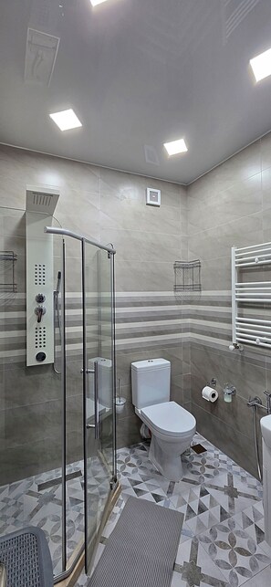 Dusche, Haartrockner, Bidet, Handtücher