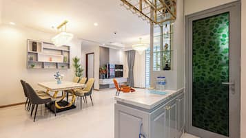 Family Apartment, 3 Bedrooms, Balcony, City View | Hypo-allergenic bedding, minibar, individually decorated, desk