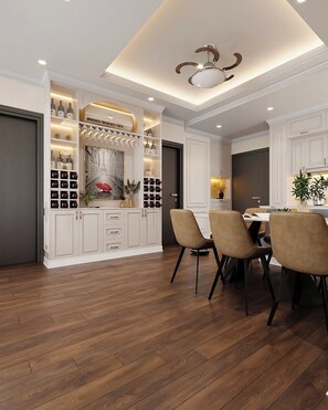 Lägenhet Panoramic - 2 sovrum - balkong - utsikt mot staden | Allergitestade sängkläder, minibar, individuell inredning och skrivbord