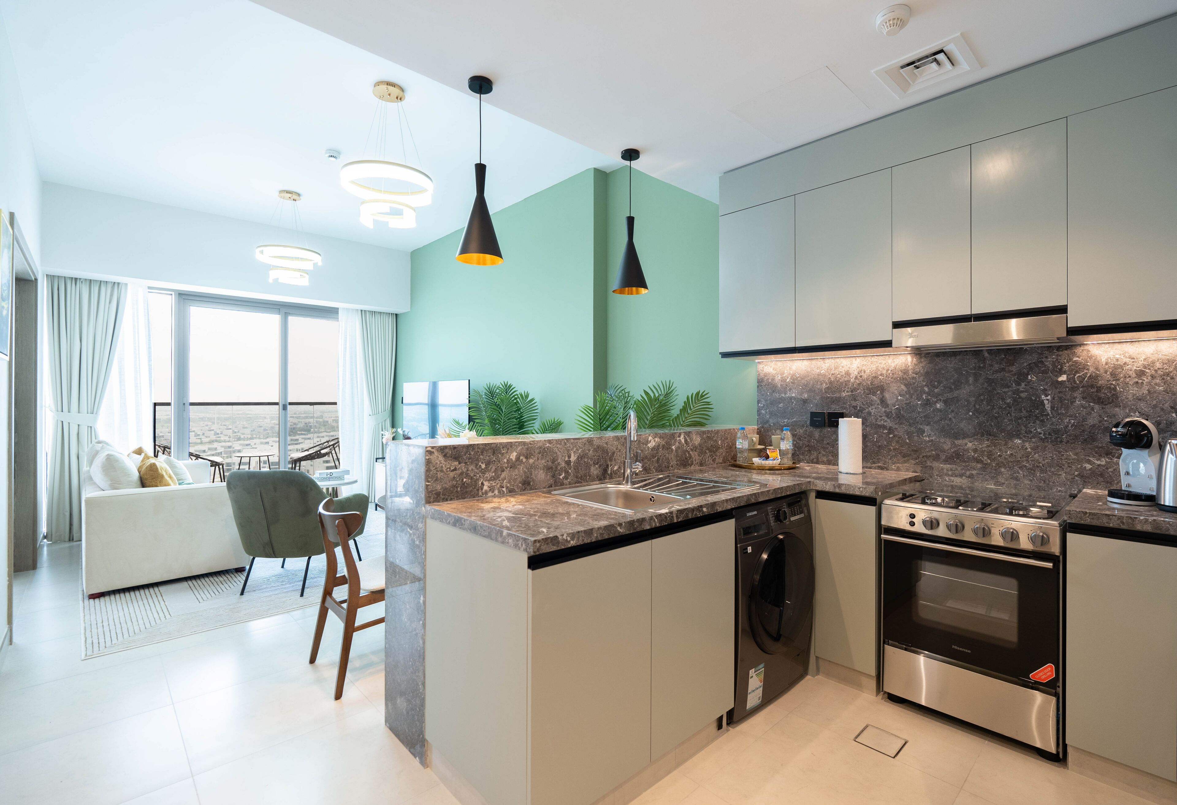 Deluxe Apartment, Balcony | Private kitchen | Fridge, microwave, oven, stovetop