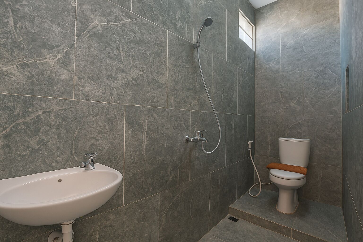 Shower, towels, soap, shampoo