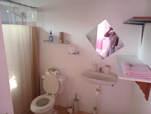 Serviettes fournies, savon, papier de toilette