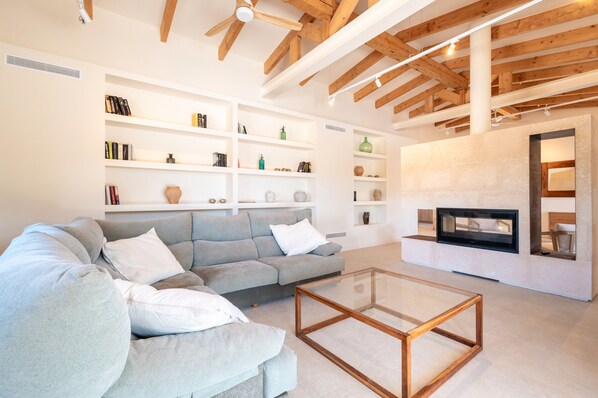 TV, fireplace
