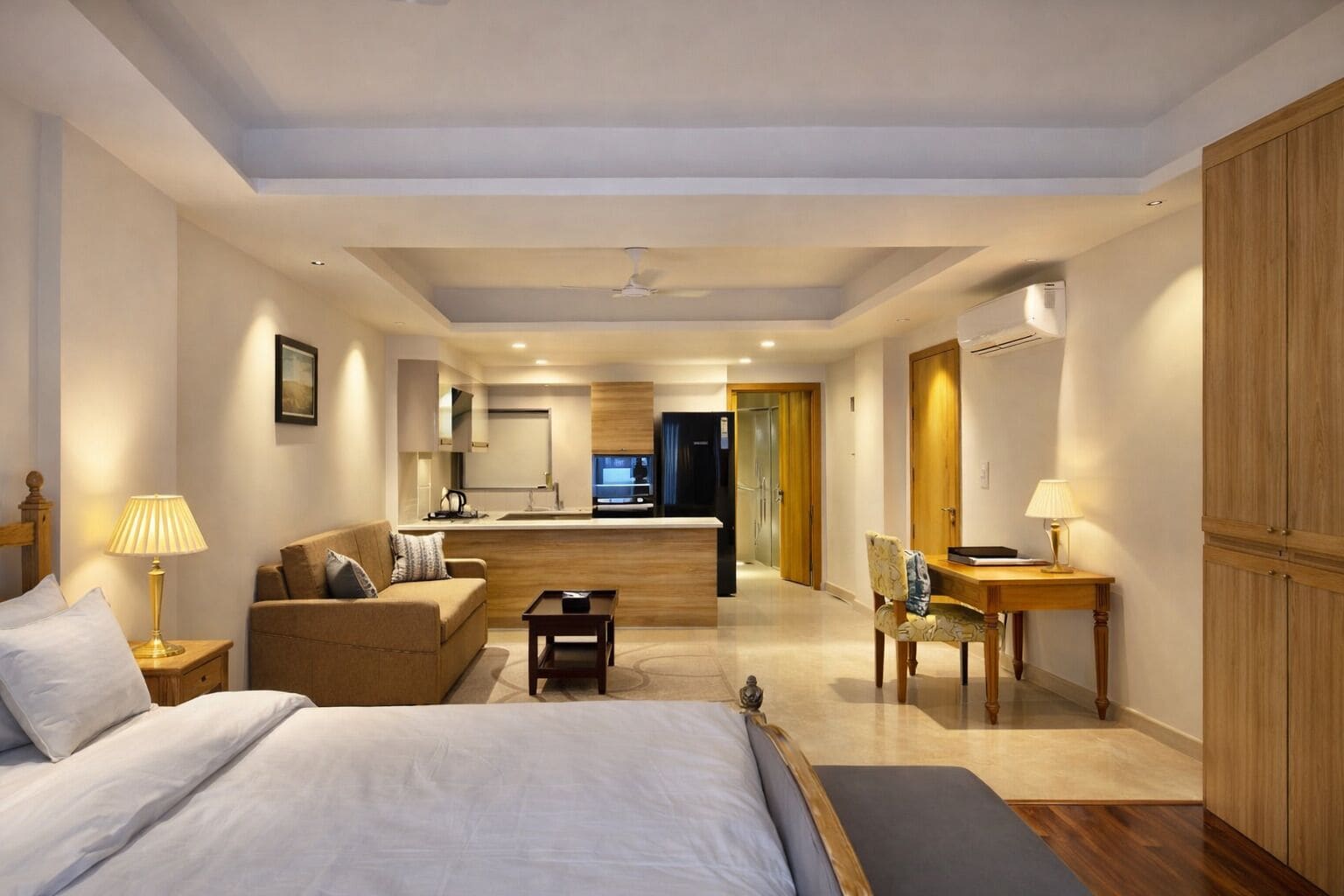 Luksusstudio | Tallelokero huoneessa, työpöytä, silitysrauta/-lauta, ilmainen Wi-Fi