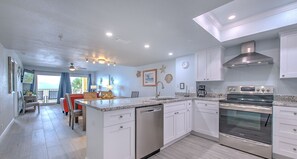 Fridge, microwave, coffee/tea maker, toaster