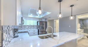 Fridge, microwave, coffee/tea maker, toaster