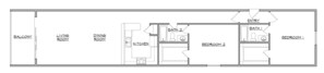 A floor plan of a hotel with a balcony, living room, dining room, kitchen, two bathrooms, and two bedrooms. - Ram Sea 204 is a Gold 2-bedroom 2 bath Gulf Front Condo (N Redington Beach)