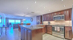 Fridge, microwave, coffee/tea maker, toaster