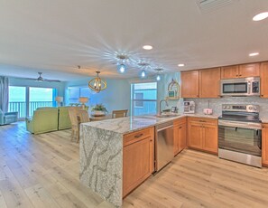 Fridge, microwave, dishwasher, coffee/tea maker