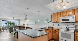 Fridge, microwave, coffee/tea maker, toaster