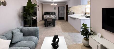 Basic Apartment | Living area | 55-inch Smart TV with satellite channels