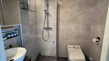 Cabin, 1 Bedroom, Accessible, Balcony | Bathroom | Slippers, toilet paper