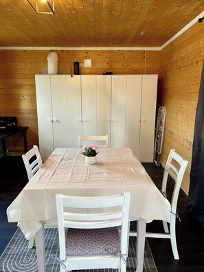 Cabin, 1 Bedroom, Accessible, Balcony | Dining - Luxury Off-grid House (Viksjöfors)