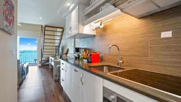Fridge, microwave, coffee/tea maker