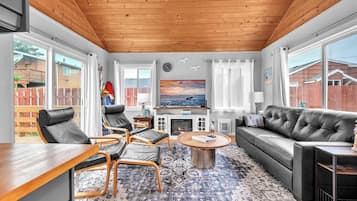 Smart TV, fireplace, DVD player, video library