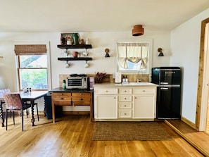 Luxury Chalet, Garden View | Private kitchen | Full-size fridge, electric kettle, toaster