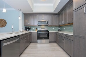 Fridge, microwave, oven, dishwasher