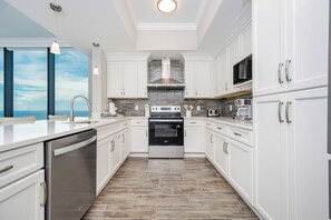 Fridge, microwave, oven, dishwasher